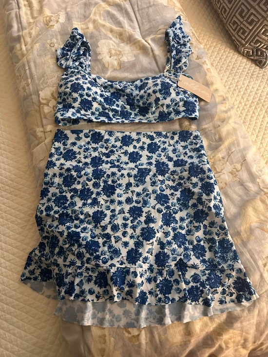 Albion Other - Albion Santorini Blue Floral Ruffle Two-Piece Swim